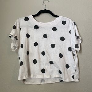 White with black polkadot crop top - size S